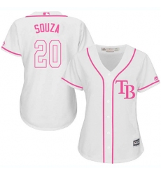 Women's Majestic Tampa Bay Rays #20 Steven Souza Replica White Fashion Cool Base MLB Jersey
