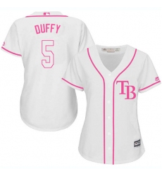 Women's Majestic Tampa Bay Rays #5 Matt Duffy Replica White Fashion Cool Base MLB Jersey