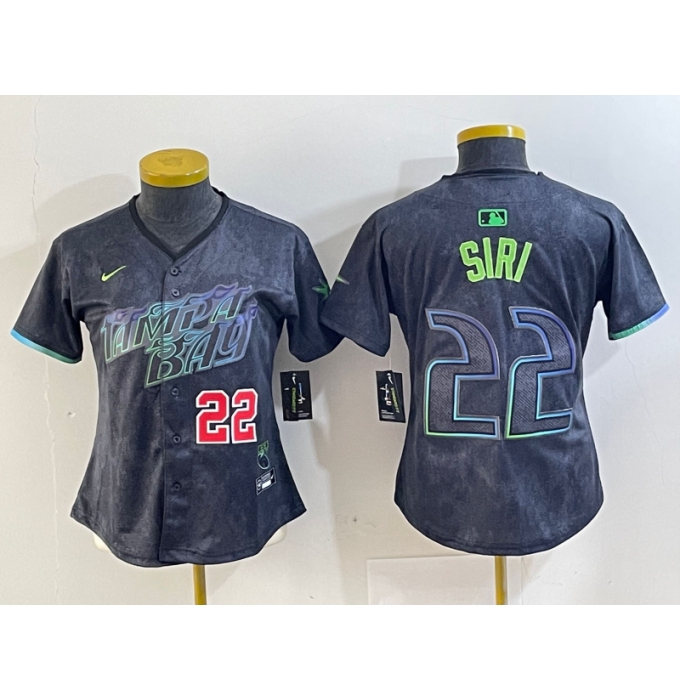 Women's Tampa Bay Rays #22 Jose Siri Number Charcoal 2024 City Connect Limited Stitched Jerseys