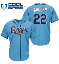 Men's Majestic Tampa Bay Rays #22 Chris Archer Replica Light Blue Alternate 2 Cool Base MLB Jersey