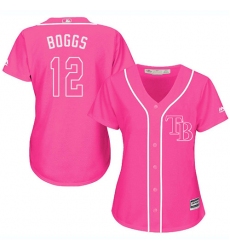 Women's Majestic Tampa Bay Rays #12 Wade Boggs Replica Pink Fashion Cool Base MLB Jersey