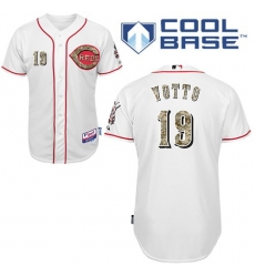 Men's Majestic Cincinnati Reds #19 Joey Votto Replica White USMC Cool Base MLB Jersey