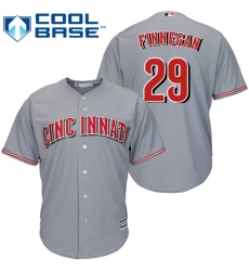 Men's Majestic Cincinnati Reds #29 Brandon Finnegan Replica Grey Road Cool Base MLB Jersey