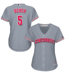 Women's Majestic Cincinnati Reds #5 Johnny Bench Authentic Grey Road Cool Base MLB Jersey