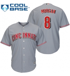 Men's Majestic Cincinnati Reds #8 Joe Morgan Replica Grey Road Cool Base MLB Jersey