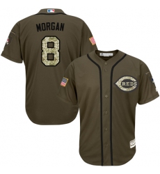Youth Majestic Cincinnati Reds #8 Joe Morgan Authentic Green Salute to Service MLB Jersey