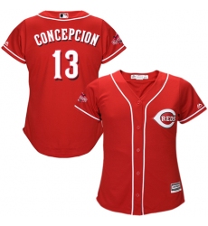 Women's Majestic Cincinnati Reds #13 Dave Concepcion Replica Red Alternate Cool Base MLB Jersey