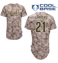 Men's Majestic Cincinnati Reds #21 Reggie Sanders Replica Camo Alternate Cool Base MLB Jersey