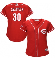 Women's Majestic Cincinnati Reds #30 Ken Griffey Replica Red Alternate Cool Base MLB Jersey