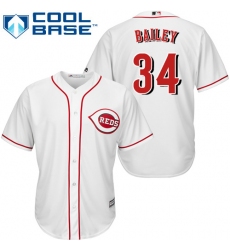 Youth Majestic Cincinnati Reds #34 Homer Bailey Authentic White Home Cool Base MLB Jersey
