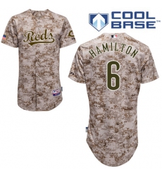Men's Majestic Cincinnati Reds #6 Billy Hamilton Authentic Camo Alternate Cool Base MLB Jersey