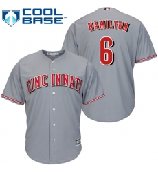 Men's Majestic Cincinnati Reds #6 Billy Hamilton Replica Grey Road Cool Base MLB Jersey