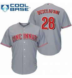 Youth Majestic Cincinnati Reds #28 Anthony DeSclafani Replica Grey Road Cool Base MLB Jersey