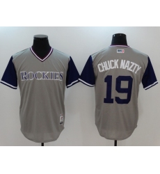 Men's Colorado Rockies #19 Charlie Blackmon Gray Baseball Jersey