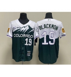 Men's Colorado Rockies #19 Charlie Blackmon Green 2022 City Connect Cool Base Stitched Jersey