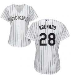 Women's Majestic Colorado Rockies #28 Nolan Arenado Replica White Home Cool Base MLB Jersey