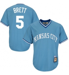 Men's Majestic Kansas City Royals #5 George Brett Authentic Light Blue Cooperstown MLB Jersey