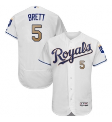 Men's Majestic Kansas City Royals #5 George Brett White Home Flex Base Authentic MLB Jersey