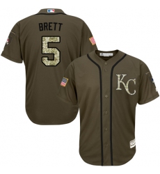 Youth Majestic Kansas City Royals #5 George Brett Replica Green Salute to Service MLB Jersey