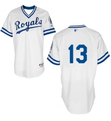 Men's Majestic Kansas City Royals #13 Salvador Perez Replica White 1974 Turn Back The Clock MLB Jersey