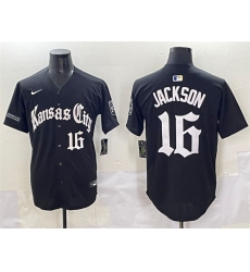 Men's Kansas City Royals #16 Bo Jackson Black 'Gothic Crown Edition' Vapor Premier Limited Stitched Baseball Jersey