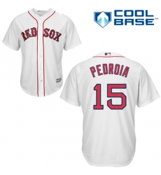 Youth Majestic Boston Red Sox #15 Dustin Pedroia Authentic White Home Cool Base MLB Jersey