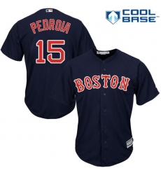 Youth Majestic Boston Red Sox #15 Dustin Pedroia Replica Navy Blue Alternate Road Cool Base MLB Jersey