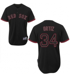 Men's Majestic Boston Red Sox #34 David Ortiz Authentic Black Fashion MLB Jersey