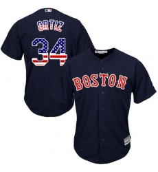 Men's Majestic Boston Red Sox #34 David Ortiz Replica Navy Blue USA Flag Fashion MLB Jersey