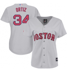 Women's Majestic Boston Red Sox #34 David Ortiz Authentic Grey MLB Jersey