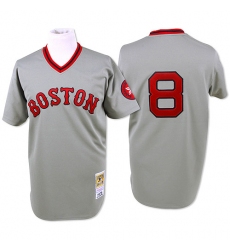 Men's Mitchell and Ness Boston Red Sox #8 Carl Yastrzemski Authentic Grey Throwback MLB Jersey