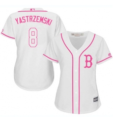 Women's Majestic Boston Red Sox #8 Carl Yastrzemski Replica White Fashion MLB Jersey