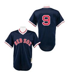 Men's Mitchell and Ness 1990 Boston Red Sox #9 Ted Williams Replica Navy Blue Throwback MLB Jersey