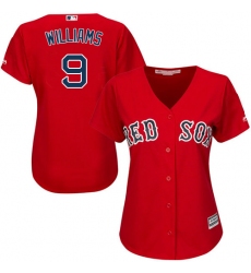 Women's Majestic Boston Red Sox #9 Ted Williams Replica Red Alternate Home MLB Jersey