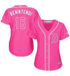 Women's Majestic Boston Red Sox #16 Andrew Benintendi Replica Pink Fashion MLB Jersey