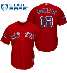 Youth Majestic Boston Red Sox #18 Mitch Moreland Authentic Red Alternate Home Cool Base 2018 World Series Champions MLB Jersey