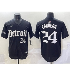 Men's Detroit Tigers #24 Miguel Cabrera Black 'Motor Gothic Edition' Vapor Premier Limited Stitched Baseball Jersey