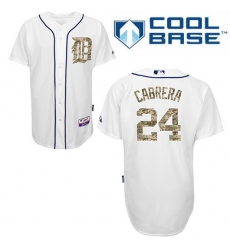 Men's Majestic Detroit Tigers #24 Miguel Cabrera Replica White USMC Cool Base MLB Jersey