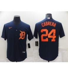 Men's Nike Detroit Tigers #24 Miguel Cabrera Navy Road Stitched Jersey
