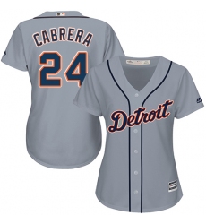 Women's Majestic Detroit Tigers #24 Miguel Cabrera Authentic Grey Road Cool Base MLB Jersey