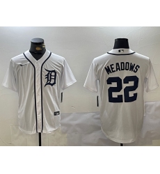 Men's Detroit Tigers #22 Parker Meadows White Cool Base Stitched Jersey