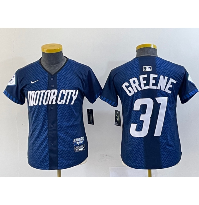 Youth Detroit Tigers #31 Riley Greene 2024 Navy City Connect Cool Base Limited Stitched Jersey