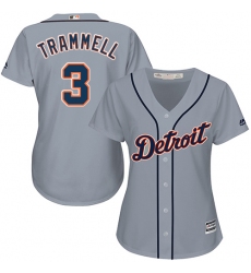 Women's Majestic Detroit Tigers #3 Alan Trammell Authentic Grey Road Cool Base MLB Jersey