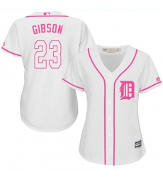 Women's Majestic Detroit Tigers #23 Kirk Gibson Replica White Fashion Cool Base MLB Jersey
