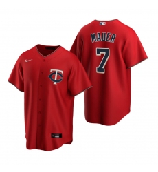 Men's Nike Minnesota Twins #7 Joe Mauer Red Alternate Stitched Baseball Jersey