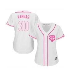Women's Minnesota Twins #30 Kennys Vargas Replica White Fashion Cool Base Baseball Jersey
