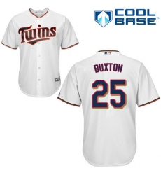 Youth Majestic Minnesota Twins #25 Byron Buxton Authentic White Home Cool Base MLB Jersey