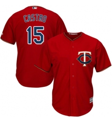 Youth Majestic Minnesota Twins #15 Jason Castro Authentic Scarlet Alternate Cool Base MLB Jersey