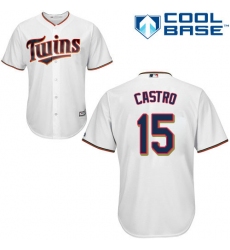 Youth Majestic Minnesota Twins #15 Jason Castro Authentic White Home Cool Base MLB Jersey
