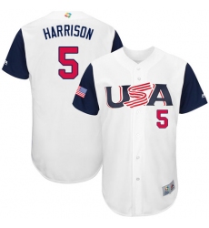 Youth USA Baseball Majestic #5 Josh Harrison White 2017 World Baseball Classic Authentic Team Jersey